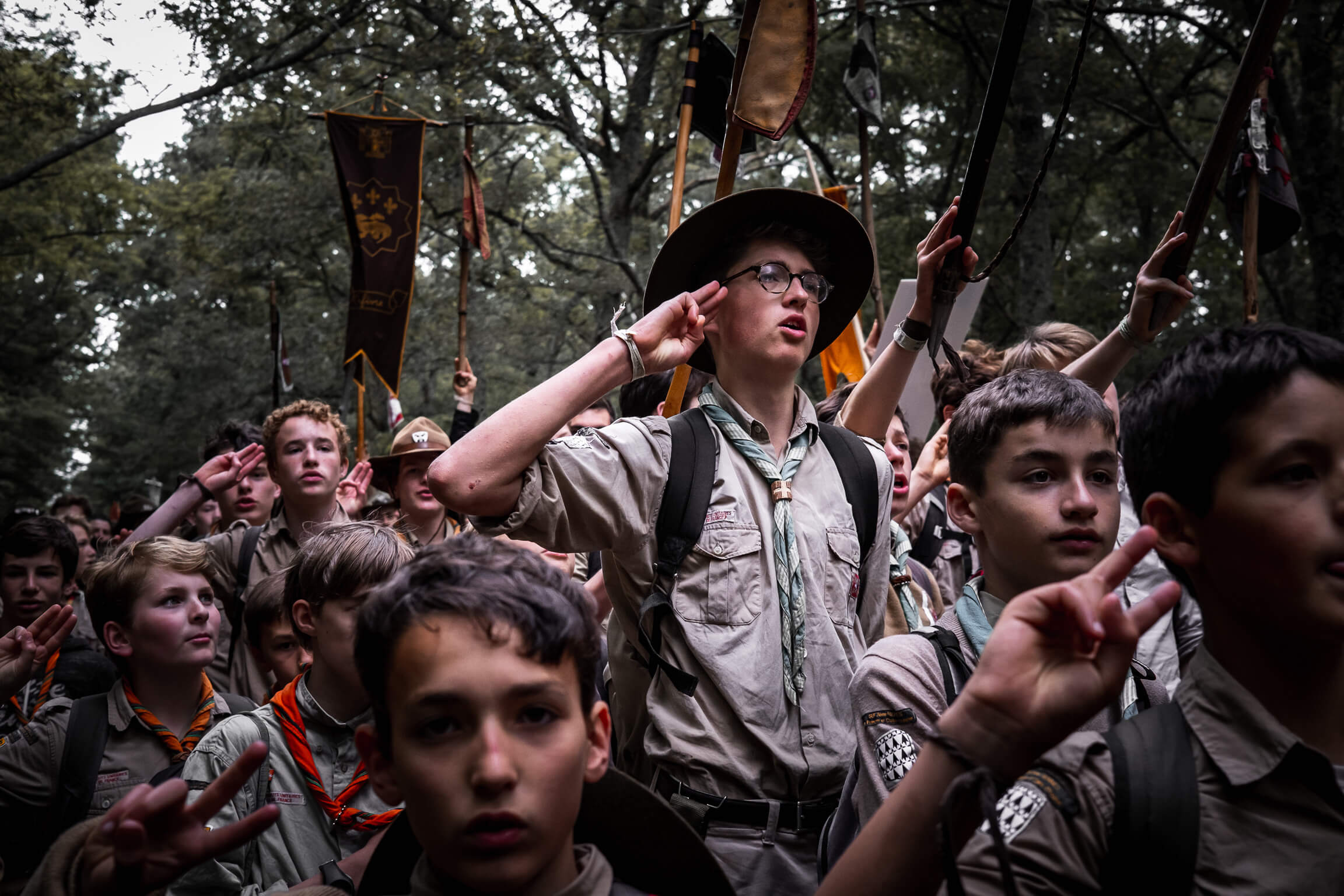 Gros rassemblement de Scouts Unitaires de France (SUF) pour la Pentecôte au château de Chambord pour célébrer les 50 ans du mouvement.